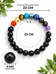 Karungali with Seven Chakra & Natural Pyrite Bracelet - 8mm