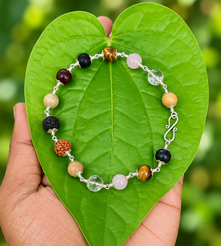 Navamani Silver(925) Bracelet - 8mm