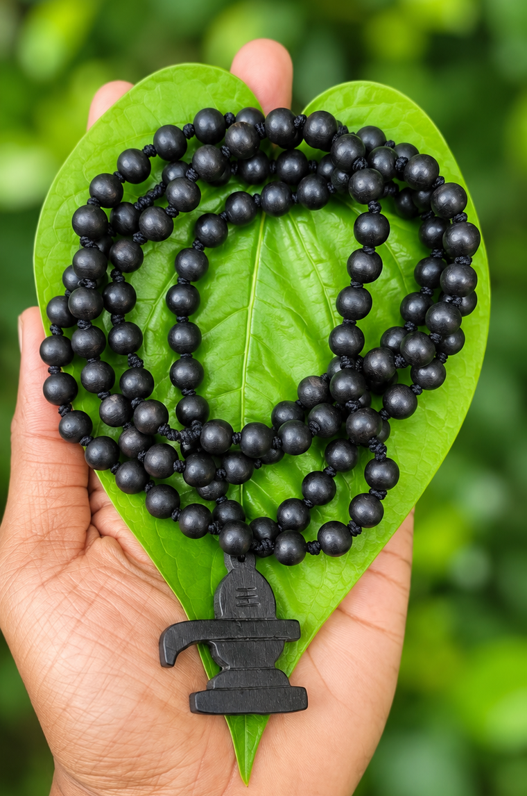 Karungali knot mala with Shivalinga Dollar- 108 beads