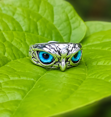 Owl Eye Silver Ring (Free Size)