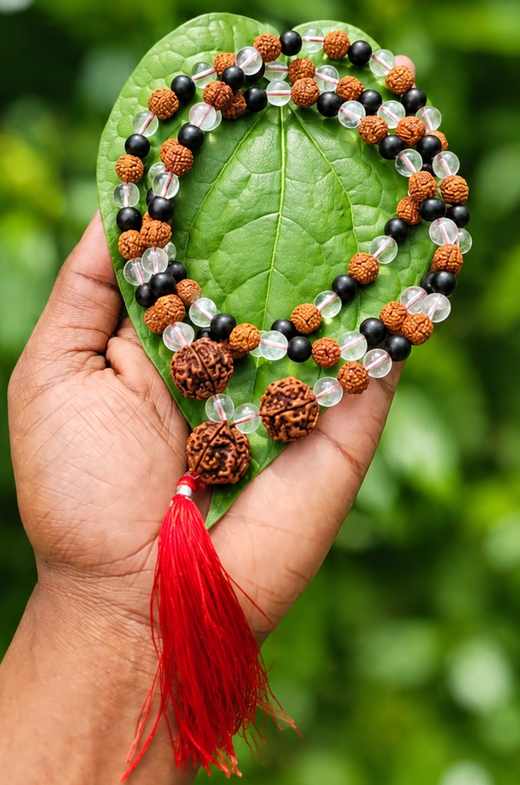 Karungali and Spatika with Rudraksha Dollar Mala