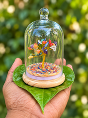Seven Chakra Gemstone Tree with Glass Dome