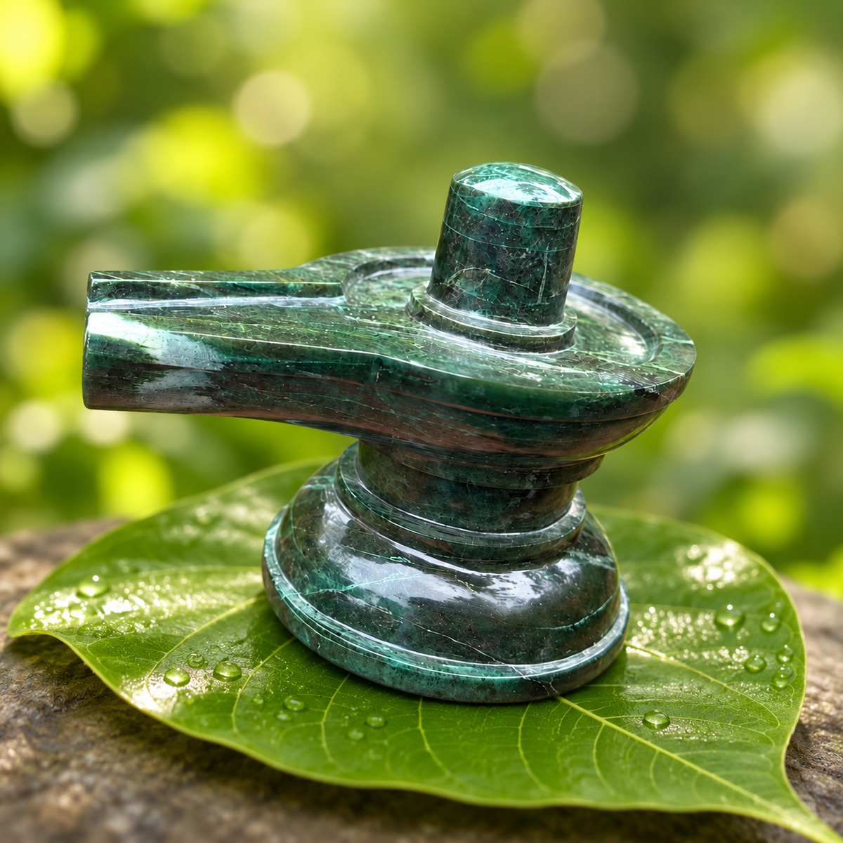 Green Stone (Emerald Shivalinga)1kg-Type A 4inch