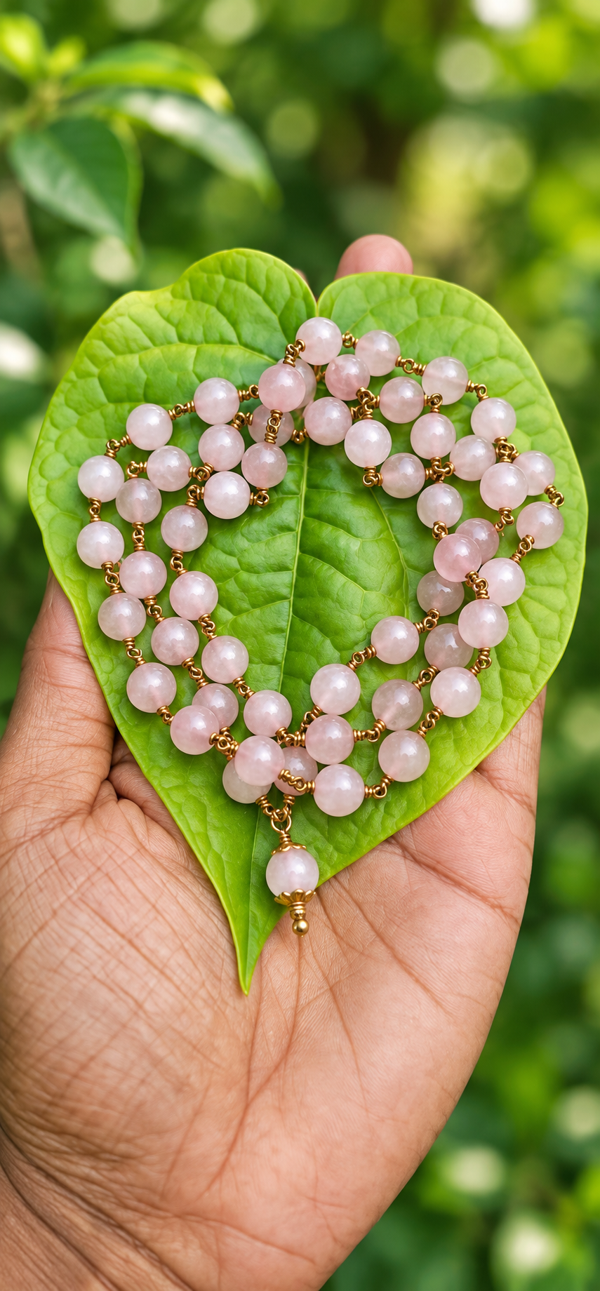 Rose Quartz Panchaloha(Impon) Mala 8mm