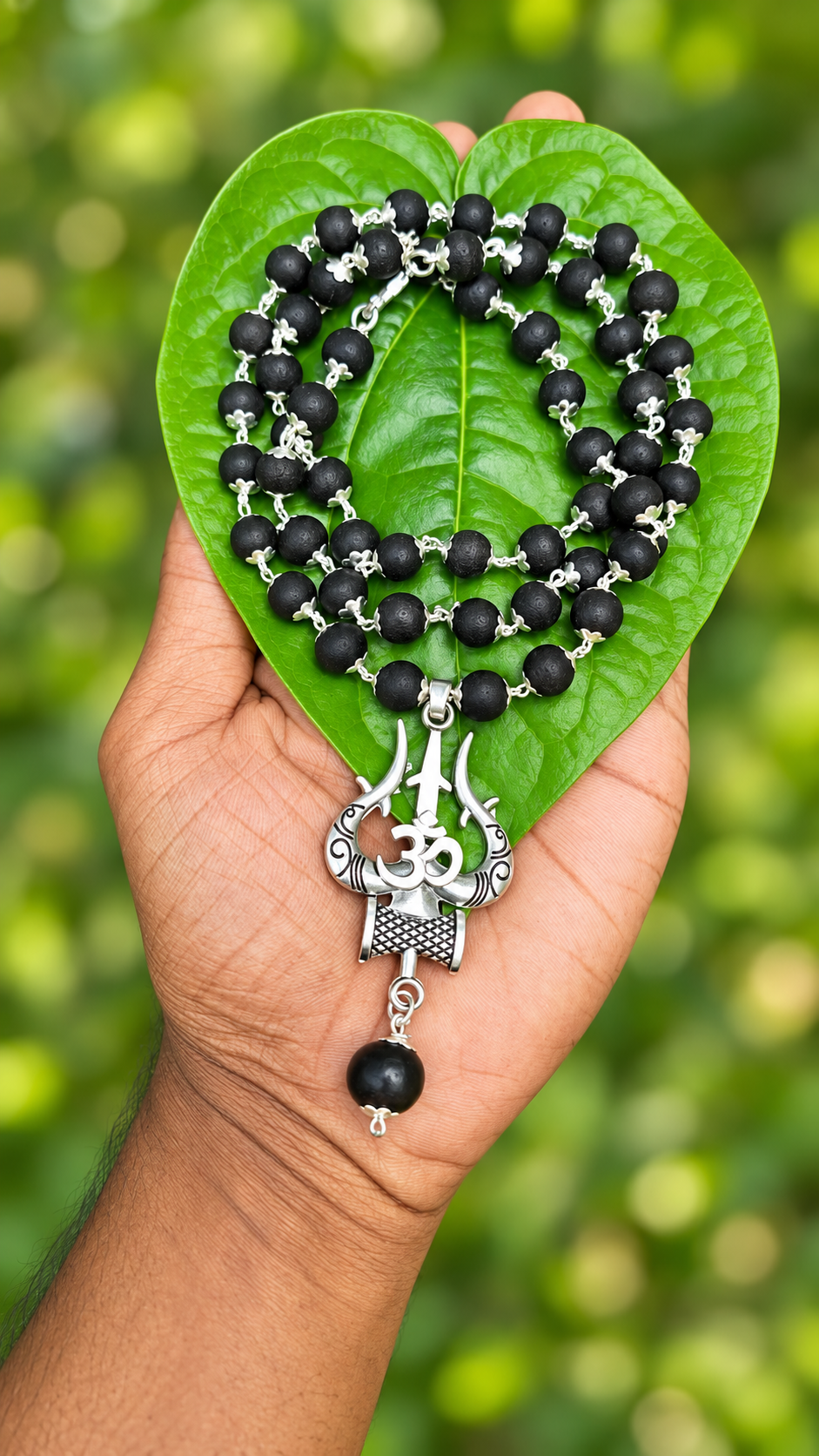 Karungali German Silver Mala with Trishul - Type A