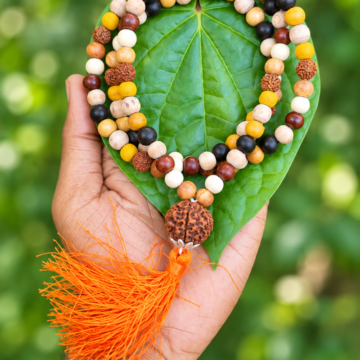 Navamani Wooden Beads Mala 8mm