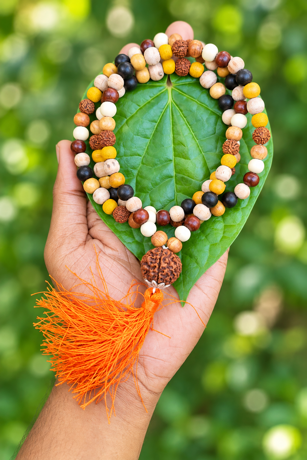 Navamani Wooden Beads Mala 8mm