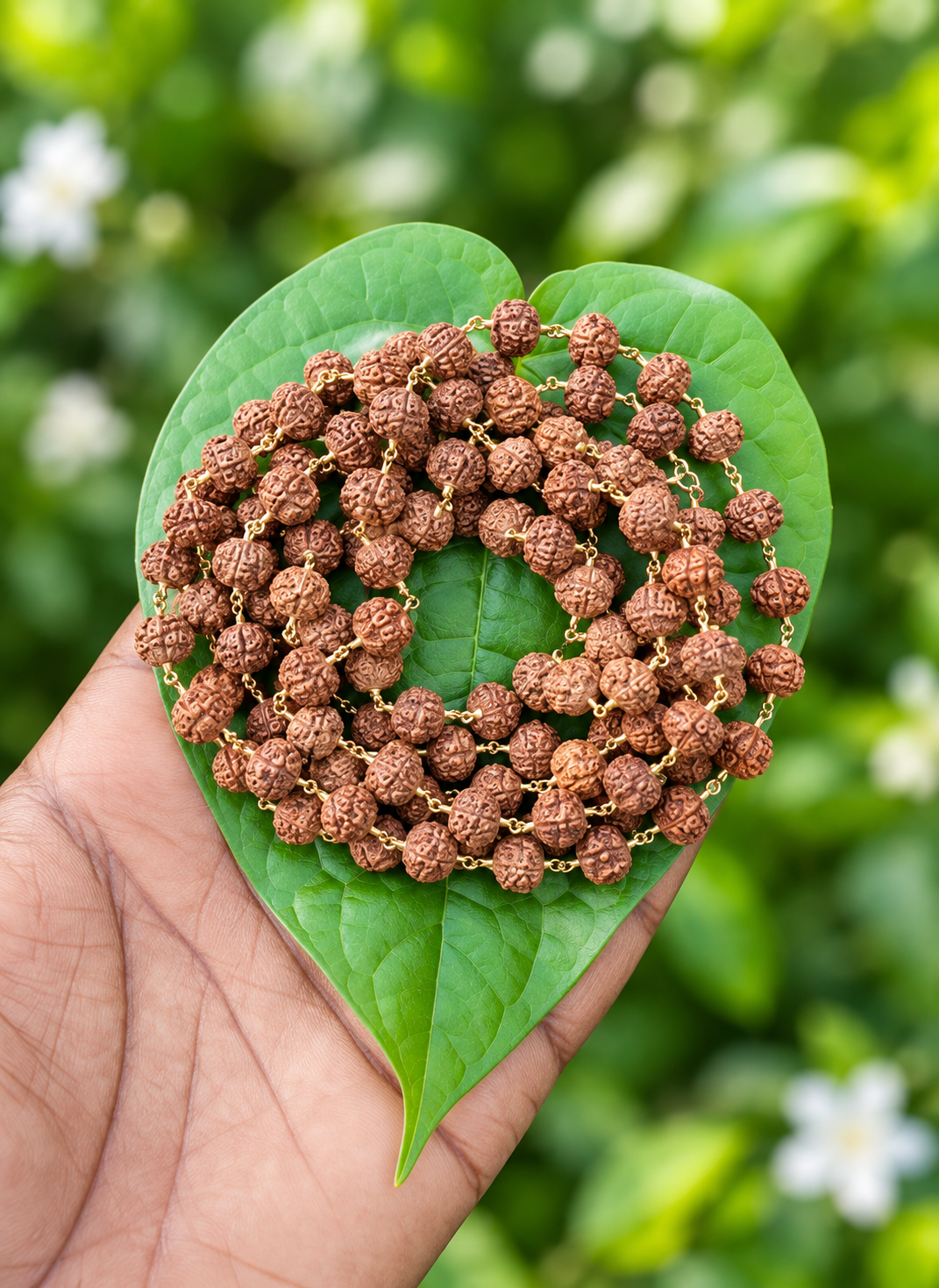 Rudraksha Panchaloha(Impon)Without cap Mala 8mm 108 Beads
