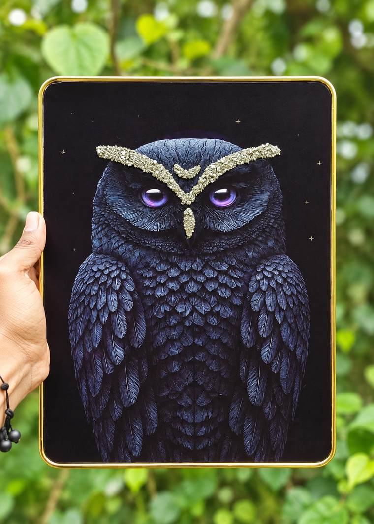 Pyrite Owl Wall Frame