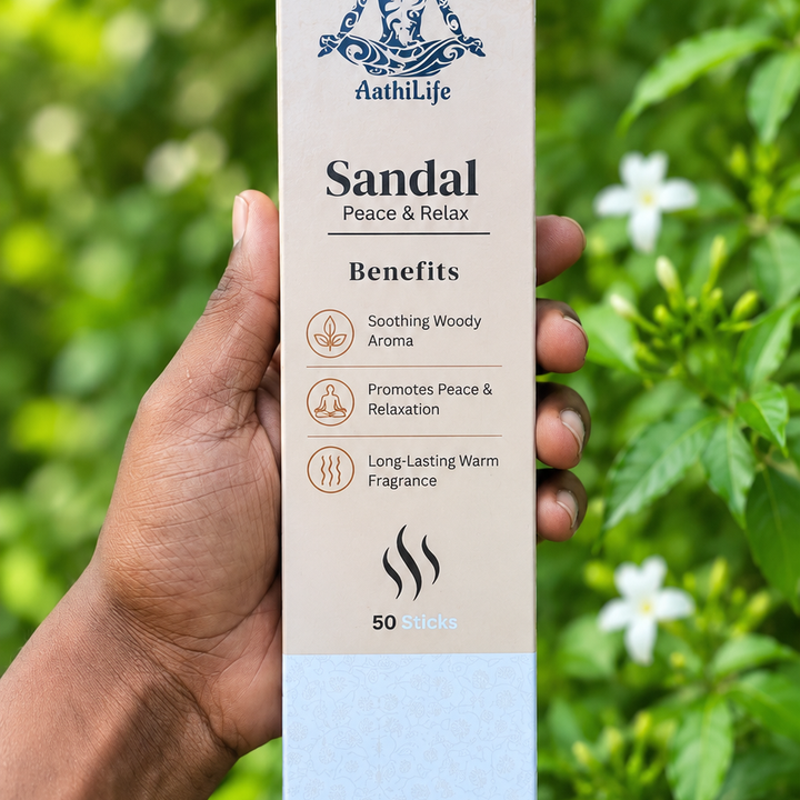Sandal Premium Incense Sticks Peace & Relax Aathi Life(Pack Of 50)