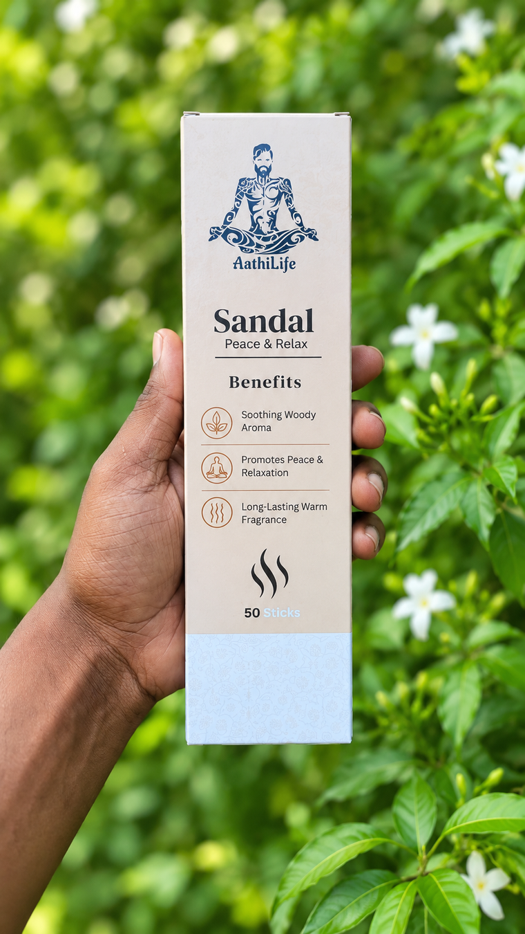 Sandal Premium Incense Sticks Peace & Relax Aathi Life(Pack Of 50)