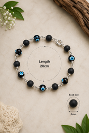 Karungali with Evil Eye Metal Bracelet-8mm