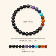 Karungali with Seven chakra Bracelet-8mm
