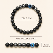 Karungali & Hematite Bracelet with Evil Eye-8mm
