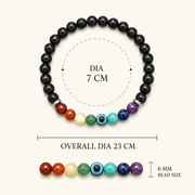 Karungali And Chakra with Evil Eye Bracelet - 8mm