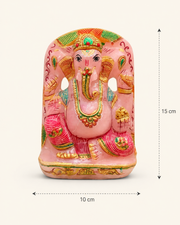 Rose Quartz Ganesha(1kg)-5.8inch Hand paint