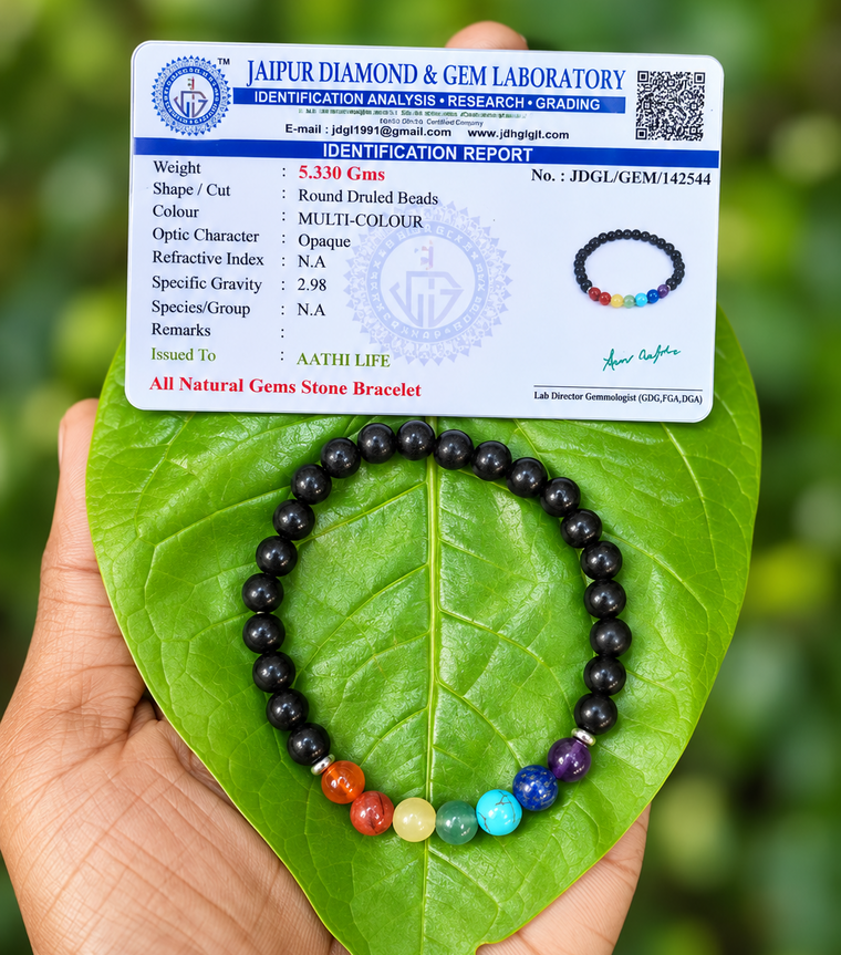Karungali with Seven Chakra Bracelet – 6mm