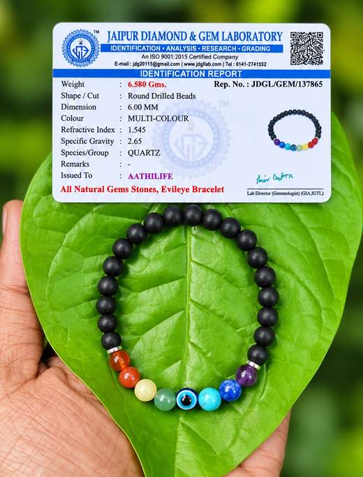 Karungali And Chakra with Evil Eye Bracelet – 6mm