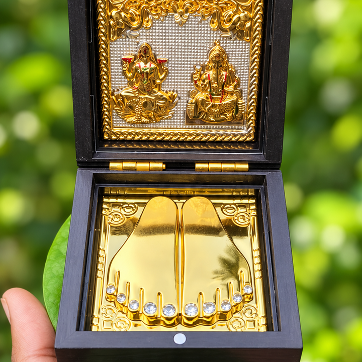 Shree Lakshmi Ganesha Golden Charan Box