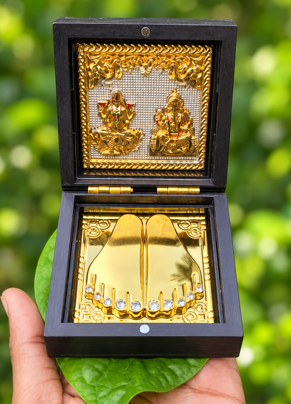Shree Lakshmi Ganesha Golden Charan Box
