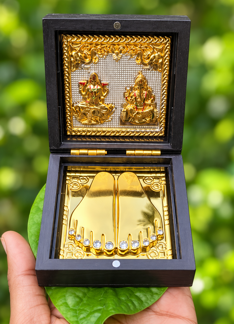 Shree Lakshmi Ganesha Golden Charan Box
