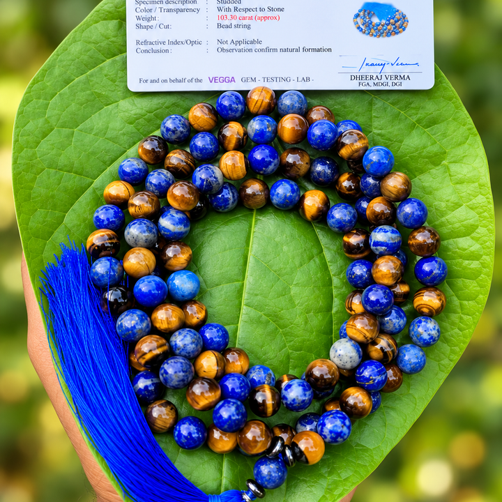 Tiger Eye with Lapis Lazuli Mala 8mm