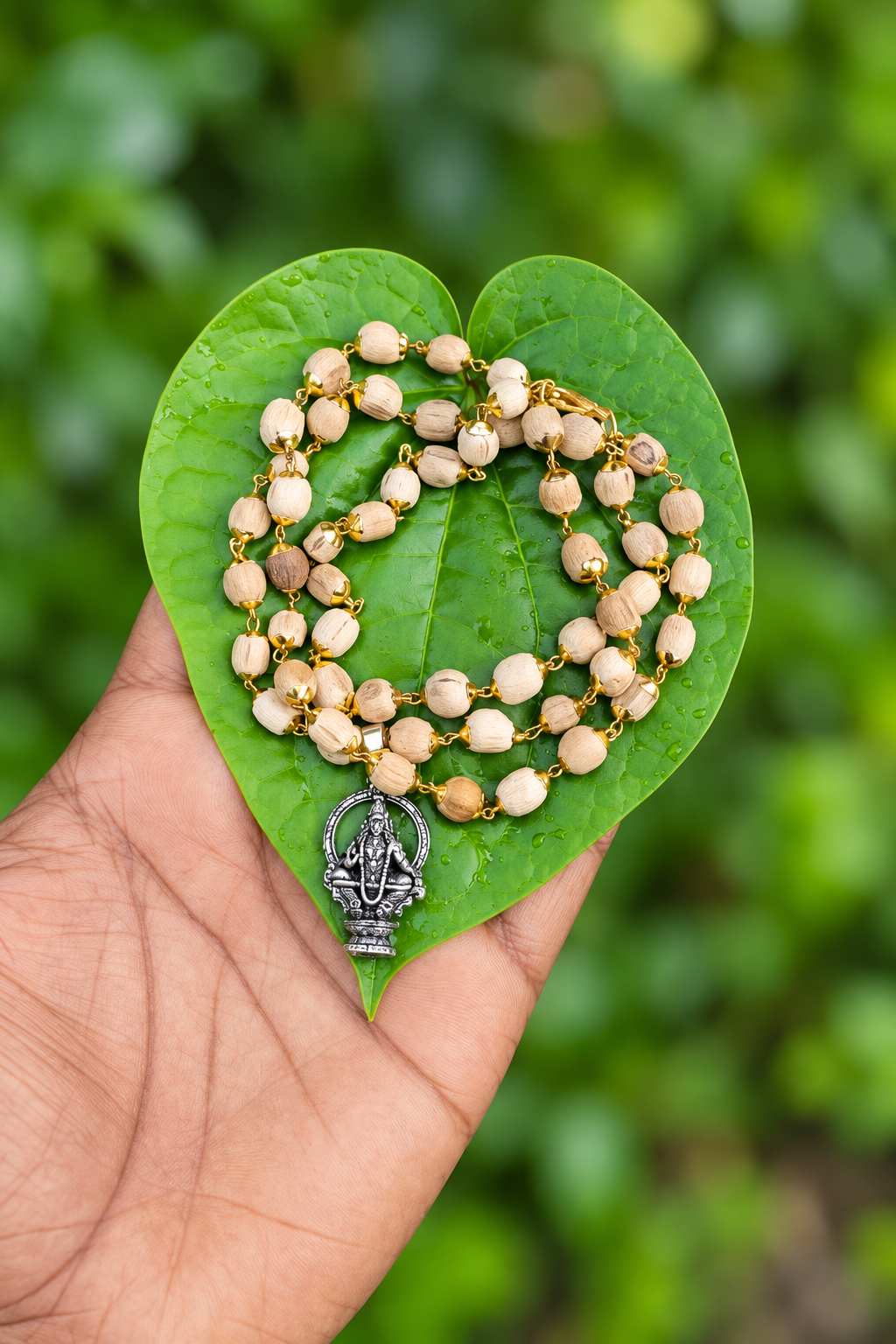 Tulasi Gold Plated Mala With Ayyappa Dollar 7mm