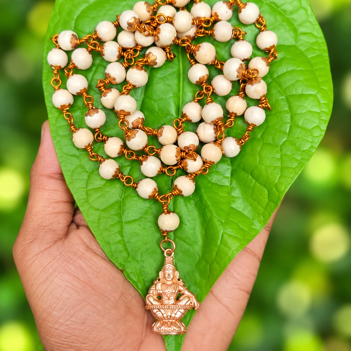 Sabarimala Special Tulasi Copper Cap Mala With Ayyappa Dollar Type B