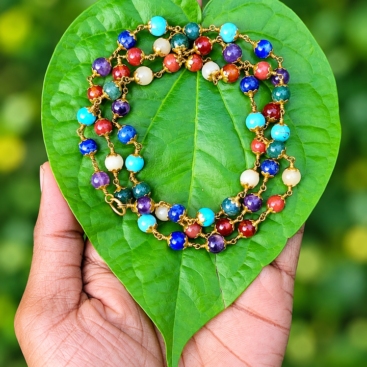 Seven Chakra Panchaloha(impon) Mala 6mm 54 beads
