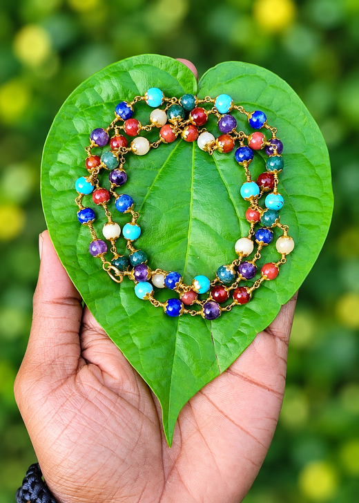 Seven Chakra Panchaloha(impon) Mala 6mm 54 beads