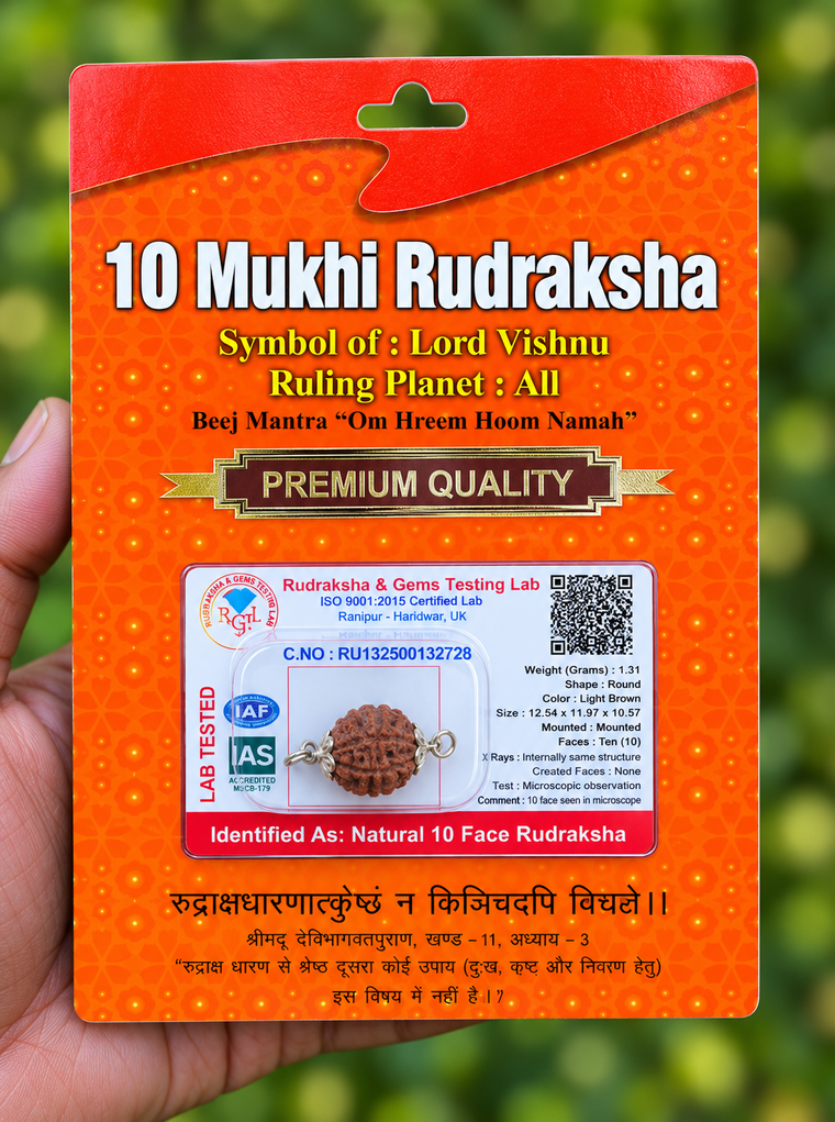 10 Face Rudraksha (dasha Mukhi) Silver Dollar