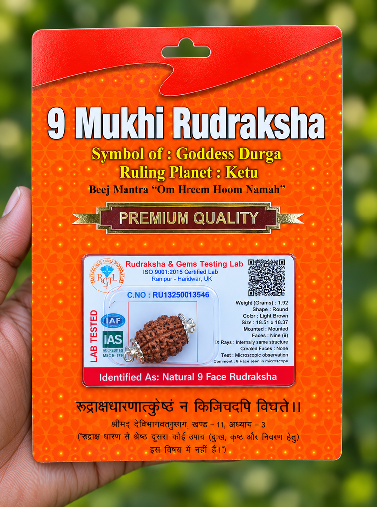 9 Face Rudraksha (Nava Mukhi) Silver Dollar