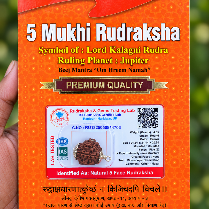 5 Face Rudraksha (pancha Mukhi) Silver Dollar