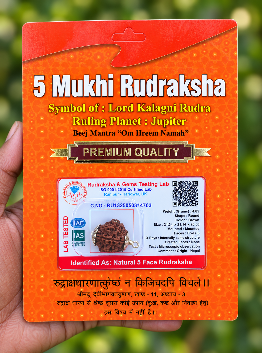 5 Face Rudraksha (pancha Mukhi) Silver Dollar