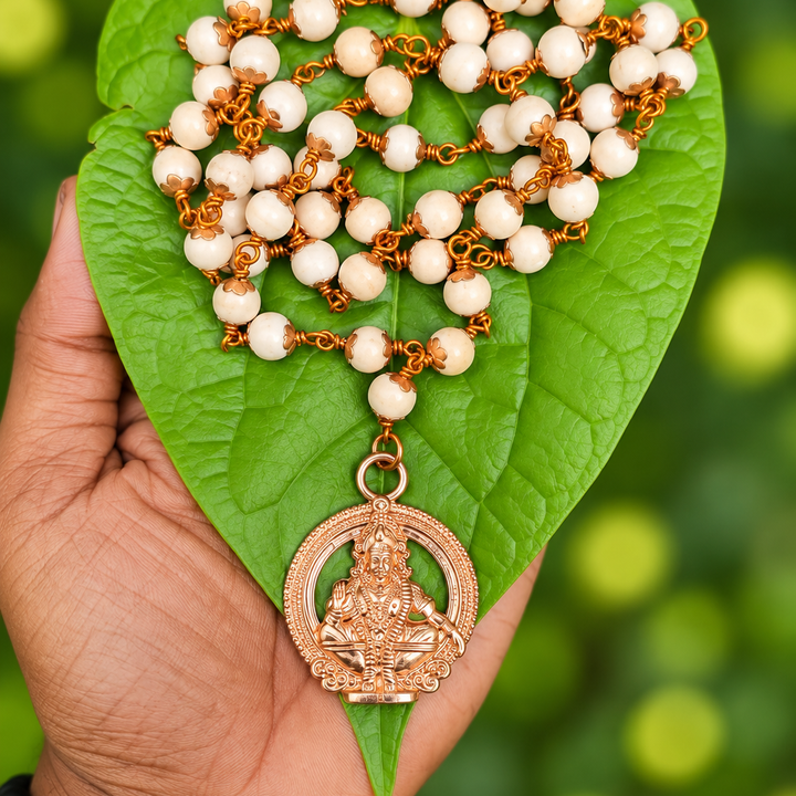 Sabarimala Special Tulasi Copper Cap Mala With Ayyappa Dollar Type E