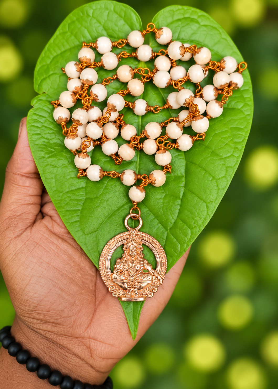Sabarimala Special Tulasi Copper Cap Mala With Ayyappa Dollar Type E