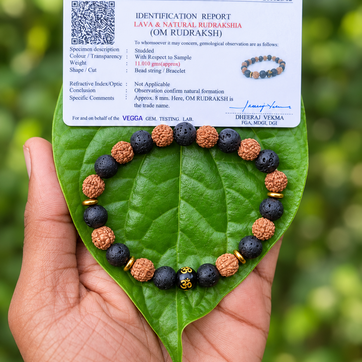 Rudraksha with Lava Om Bracelet