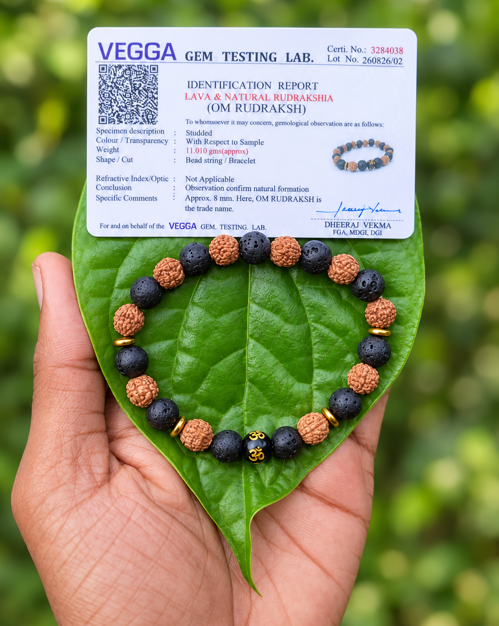 Rudraksha with Lava Om Bracelet