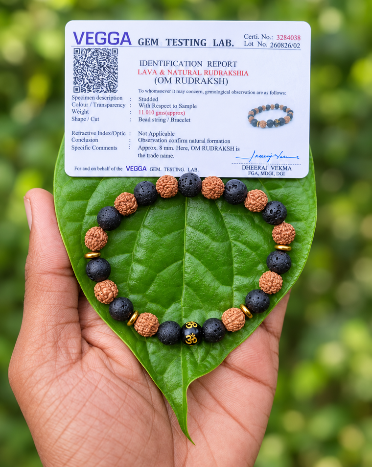 Rudraksha with Lava Om Bracelet
