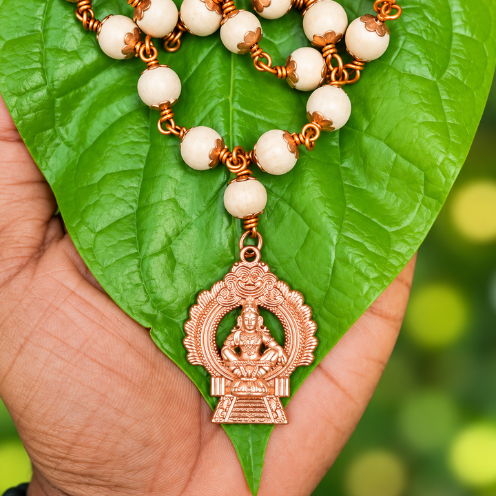 Sabarimala Special Tulasi Copper Cap Mala With Ayyappa Dollar Type D