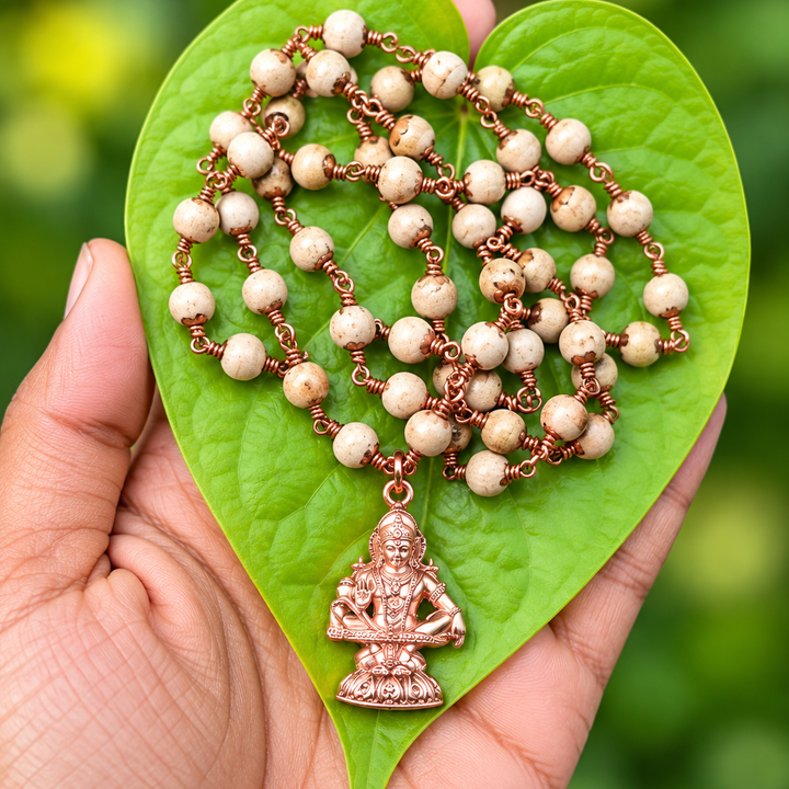 Tulasi Copper Cap Mala 6mm with Ayyappa Dollar
