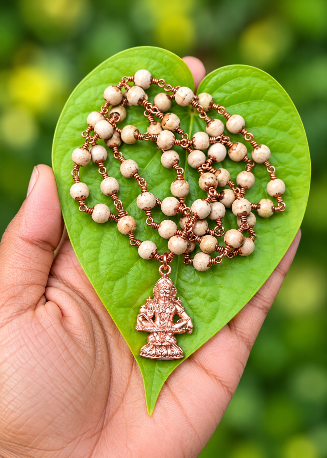 Tulasi Copper Cap Mala 6mm with Ayyappa Dollar