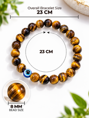 Tiger Eye with evil eye Bracelet 8mm