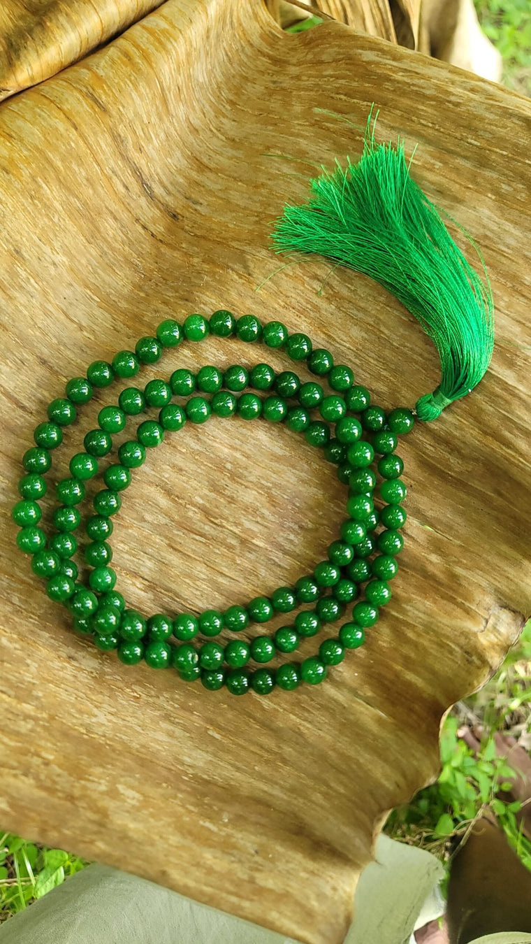 Green Jade Gemstone Mala 108 Pearls