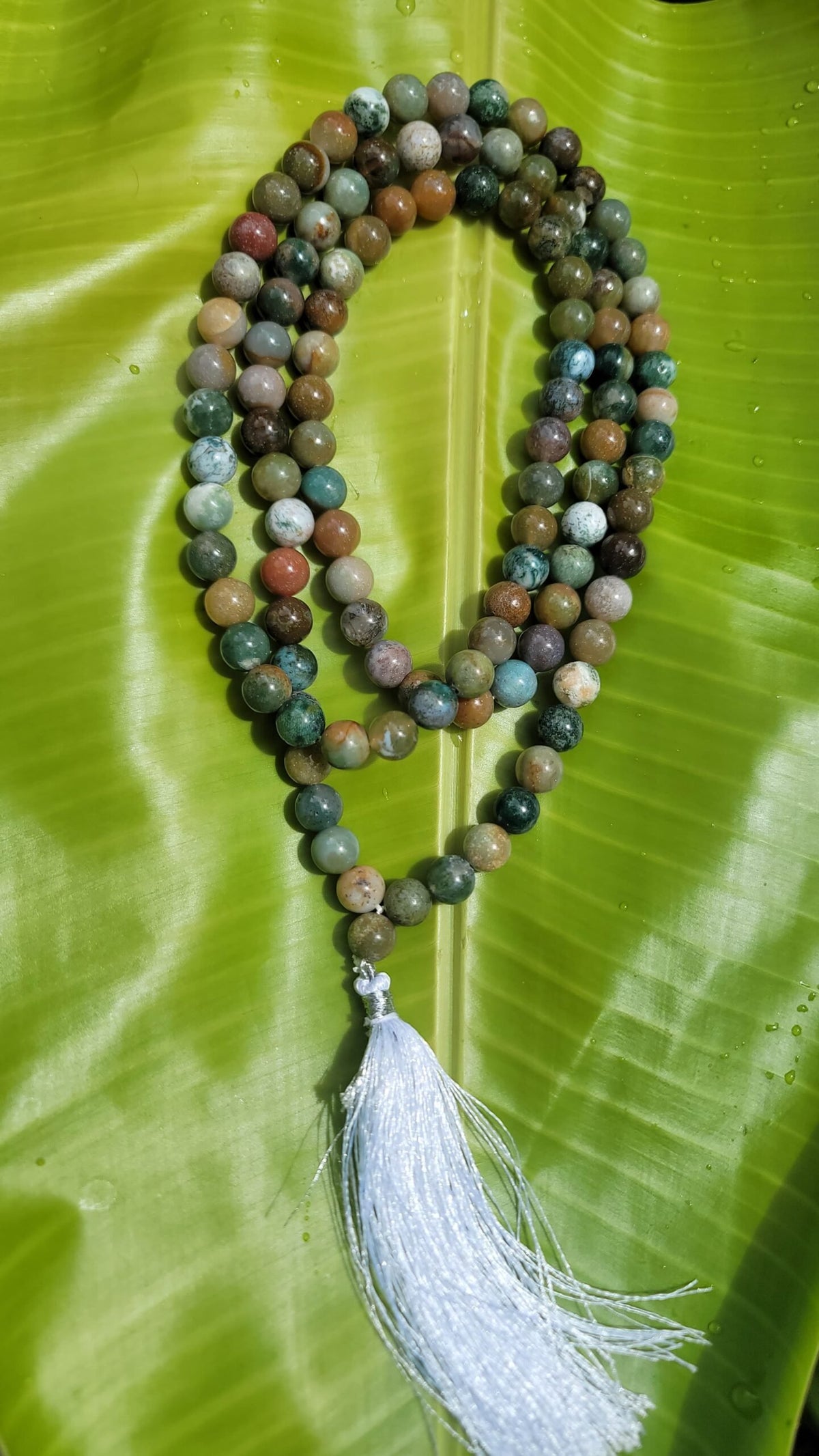 Indian Agate Gemstone Mala 108 Pearls