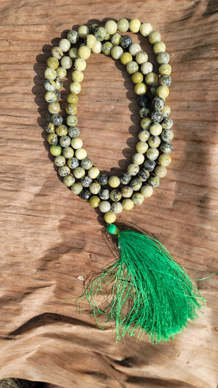 Hydro Peridot Gemstone Mala 108 Pearls