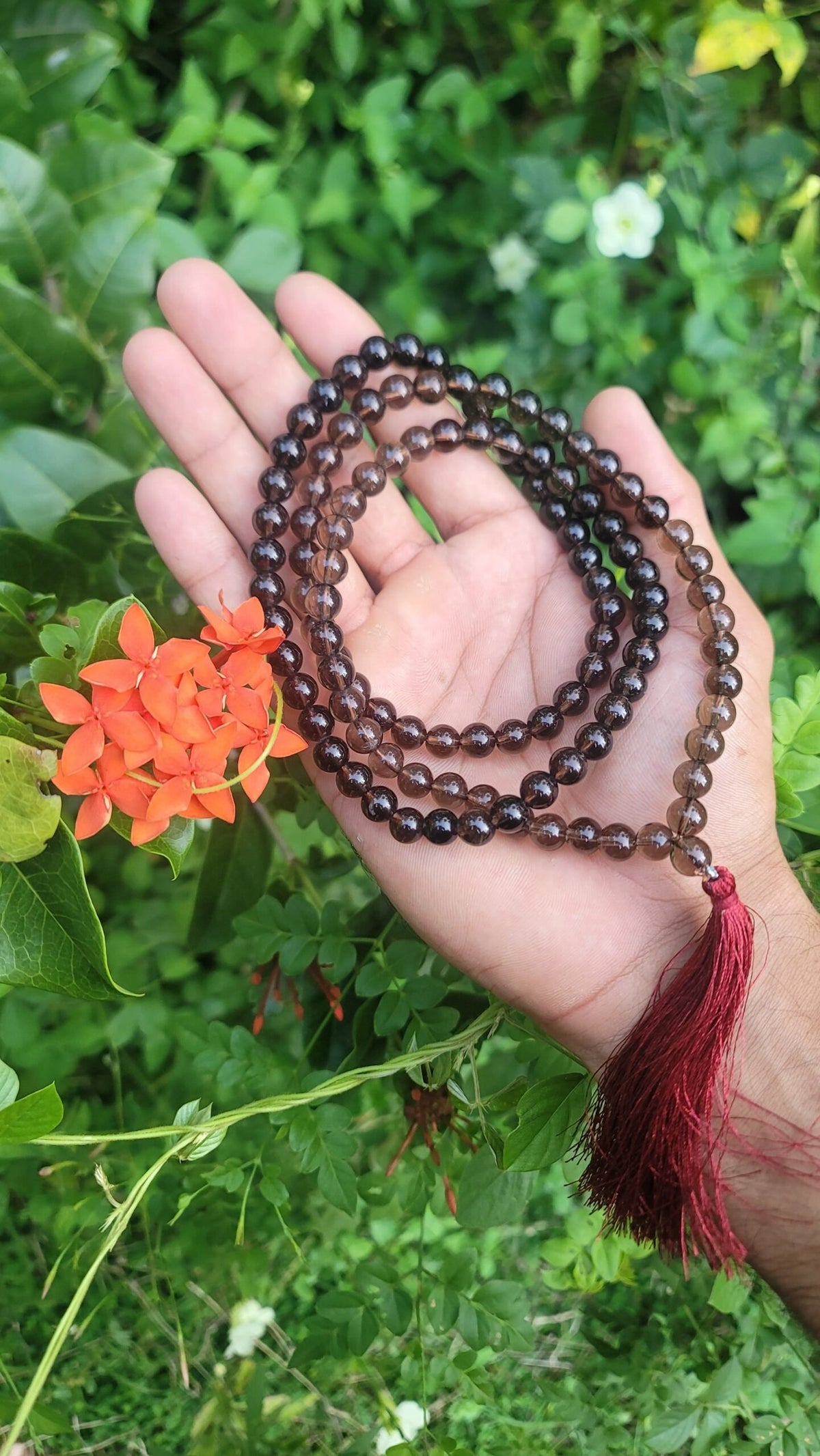 Smoky quartz Gemstone Mala 108 Pearls