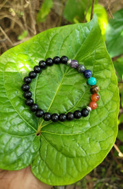 Karungali with Seven chakra Bracelet-8mm