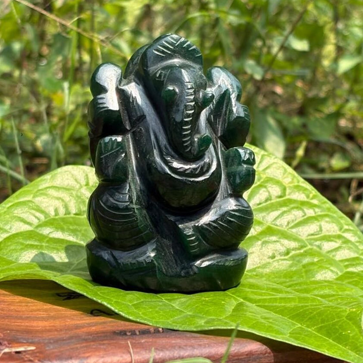 Green stone Emerald Ganesh Statue-3inch