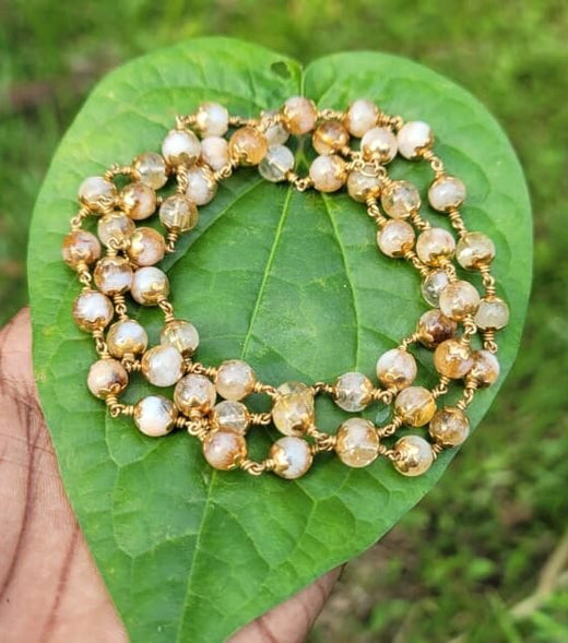 Citrine Panchaloha(impon)Mala - 54 beads